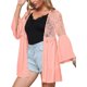 thumbnail image 3 of TRKIYQC Cárdigan de encaje de verano para mujer Manga larga acampanada Ver a través de frente abierto Cárdigan de verano Malla Sheer Kimono Coverup Beach TRKIYQC casual, 3 of 5