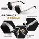 thumbnail image 2 of Gafas de sol steampunk polarizadas redondas grises plateadas vintage para hombres y mujeres con protección UV400 Excelente Rendimiento, 2 of 5