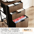 thumbnail image 6 of Ktaxon 3 Drawer File Cabinet, Fabric Drawers Printer Stand for Home Office, Fits Letter Size, Fluted Design Brown, 6 of 14