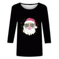 thumbnail image 4 of Mifsaly Plus Size Merry Christmas Santa T-Shirt Women 3/4 Sleeve Holiday Shirts Xmas Festival Tops Crewneck Loose Casual Pullover Vacation Party Blouse Gifts, 4 of 4