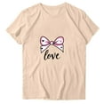 thumbnail image 5 of EchfiProm Womens Valentine T shirts Short Sleeve Graphic Tee Bow Print Casual Valentine Day Shirts for Women, 5 of 5