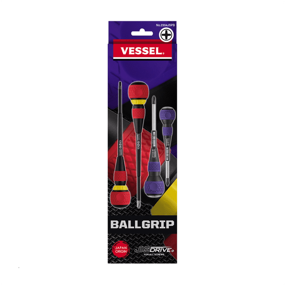 Vessel Tools BALL GRIP JIS Screwdriver 4PCS. Set