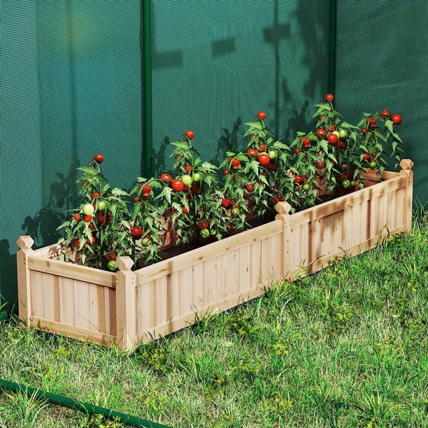 Costway Jardinire Surleve en Bois pour l'Extrieur, Bac Rectangulaire  avec Trous de Drainage, Naturel - Walmart.ca