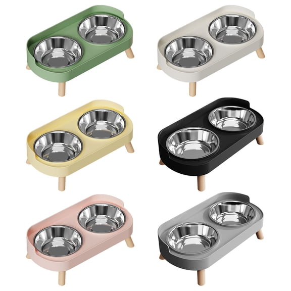 Nkmbld Dog Bowls Elevated, Stainless Steel Double Dog Water and Food Bowl with Non Slip Quiet Bottom, Pet Feeder Bowls for Puppy Medium Dogs Cats