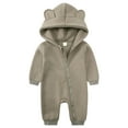 thumbnail image 2 of Ccpelsie Baby Boys Girls Fleece Jumpsuits Warm Hoodie Plush Rompers Toddler Long Sleeve Thick Zip up Suit(Grey,0-3 Months), 2 of 7