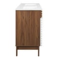 thumbnail image 3 of Double Sink Vanity Cabinet, White Walnut, Wood, Mid Century Hotel Bedroom Bathroom, Modern Contemporary HB33394, 3 of 11