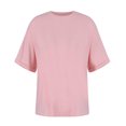 thumbnail image 7 of Pincandy Women's Casual Crewneck Short-sleeved Solid Color Loose Short Loose T-shirt Plus Size T Shirts Oversized Tees Summer Half Sleeve Crew Neck Tunic Tops,Pink,XL, 7 of 7