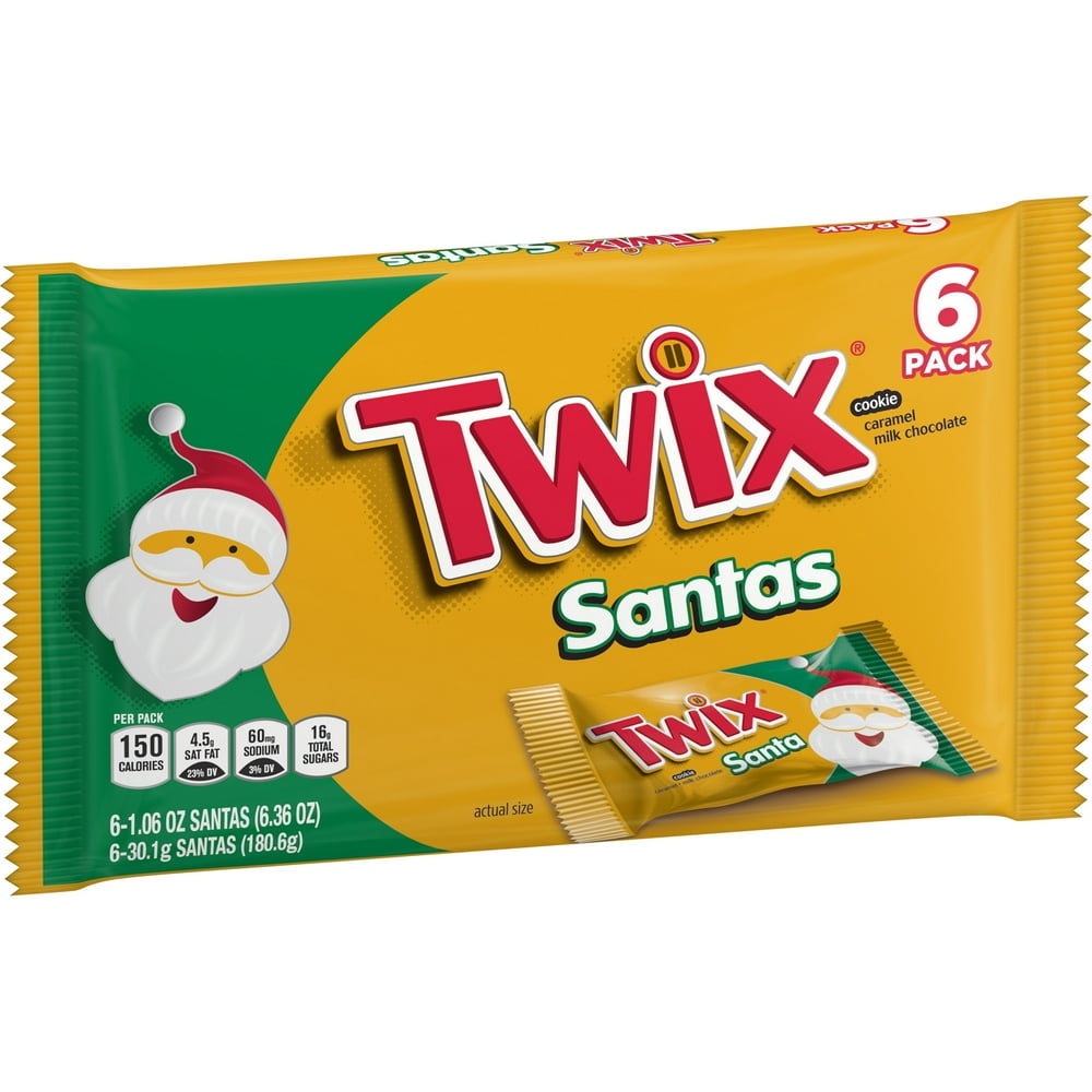 TWIX Cookie Christmas Candy Santas 6 Per Pack