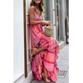 thumbnail image 3 of FOLUNSI Robe Maxi Rose Séduisante : Élégance à Franges et Col en V, 3 of 8