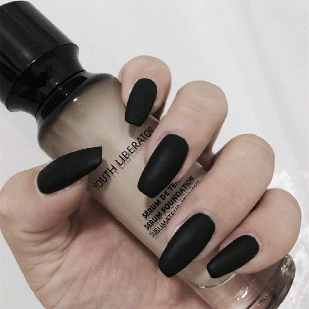 Matte Press On Nails Black Coffin Fake Nails Long False Nails Full Cover Acrylic Nails For Women And Girls 24pcs Walmart Com Matte Press On Nails Black Coffin Fake Nails Long False Nails Full Cover Acrylic Nails For Women And Girls 24pcs Walmart Com