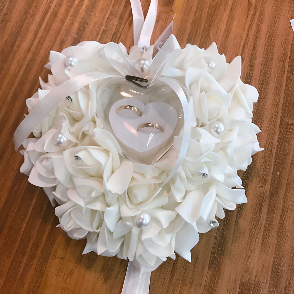 TOPINCN Wedding Ring Pillow, Wedding Heart Ring Box Ring Holder Romantic  Heart Shaped Wedding Ring Box Rose Decor Ring Pillow Cushion(Milky White) :  Amazon.in: Jewellery