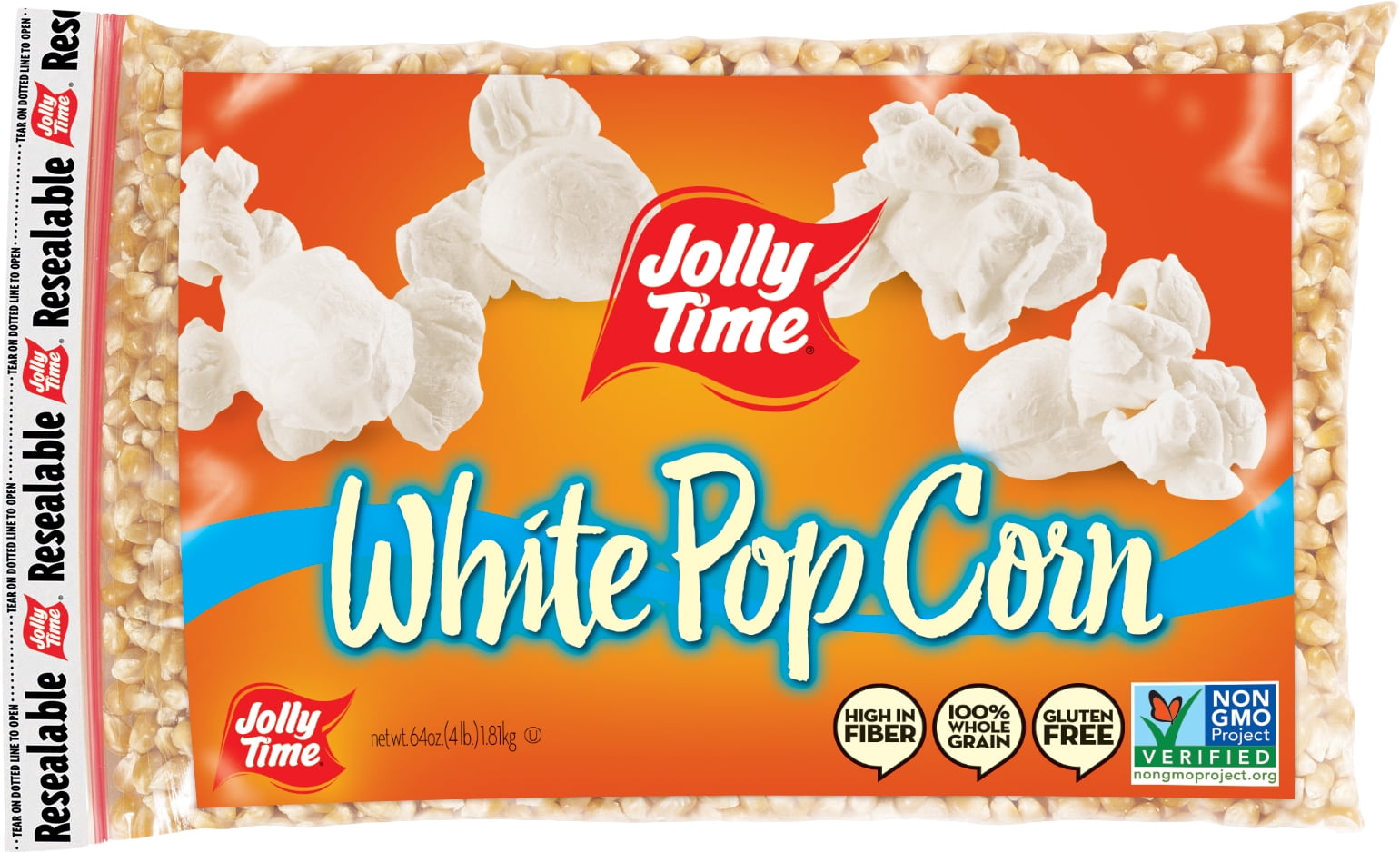 JOLLY TIME Non-GMO, Gluten-Free 4 lb. Whole-Grain Yellow Popcorn