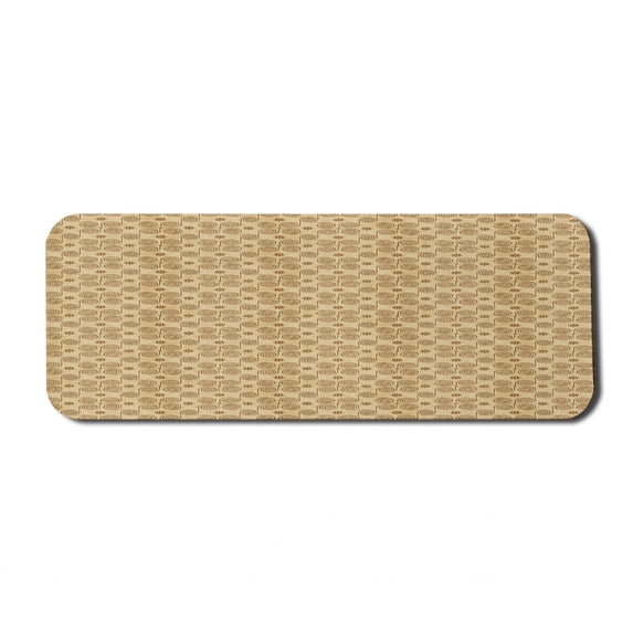 Vintage Computer Mouse Pad, Art Deco Inspired Spiral Vortex Pattern with Repeating Curls and Flowers Print, Rectangle Non-Slip Rubber Mousepad Large, 31" x 12", Tan and Caramel, by Ambesonne