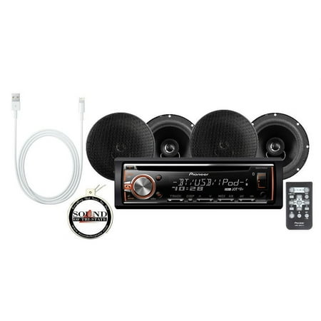 Pioneer DEH-X6800BT Cd Receiver w/ Two 6.5' Speakers & Lightning to USB Cable