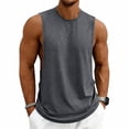 thumbnail image 2 of Mens Activewear Tank Tops Sleeveless Crew Neck Active Tank Shirts Summer Quick Dry Gym Fitness Basketball Training Sports Tank Top Dark Gray S, 2 of 9