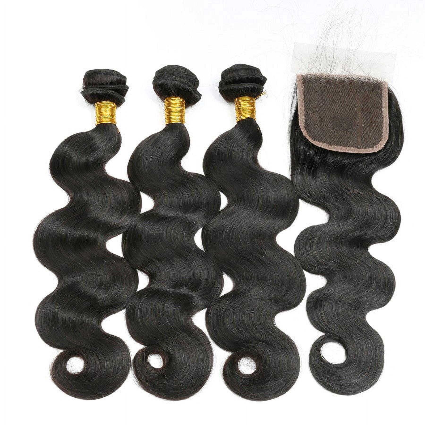 Ustar Body Wave Human Hair Weave Plus Closure Natural Black  display picture 1