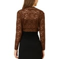 thumbnail image 3 of MODA NOVA Juniors Floral Lace Sheer Open Front Bolero Shrug Cropped Cardigan, 3 of 6