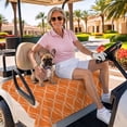 thumbnail image 3 of Golf Cart Seat Covers for 2 Seater,Orange Stripes Microfiber Cart Seat Towel Blanket,Simple Geometric Modern Monochrome Absorbent Breathable Non Slip Bench Seats Protector for Golf Course 51"x31", 3 of 9