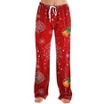 thumbnail image 3 of Hearthz Christmas Pajama Pants for Women Winter Wide Leg Pj Bottoms for Women Fall Drawstring Womens Lounge Pants, 3 of 7