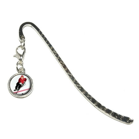 Ice Hockey Player Red Jersey Metal Bookmark with