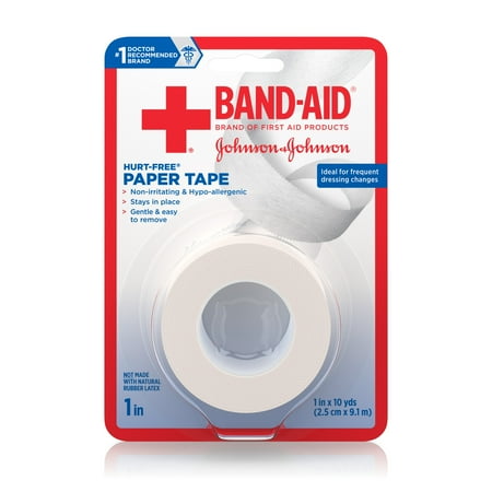Band-Aid Brand of First Aid Products Hurt Free Paper Tape, 1 Inch by 10 Yards