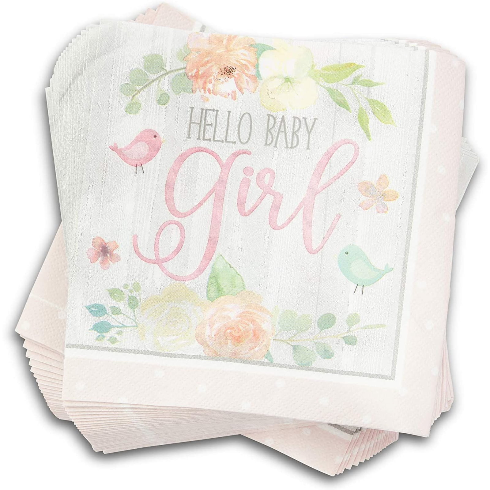 Pink Paper Napkins Baby Shower Party Supplies 6.5 x 6.5 In, 150 Pack 