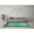 thumbnail image 3 of Ahgly Company Machine Washable Indoor Square Oriental Turquoise Blue Industrial Area Rugs, 8' Square, 3 of 4