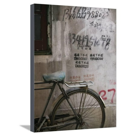 Bicycle and Graffitti, Taikang Road Arts Center, French Concession Area, Shanghai, China Stretched Canvas Print Wall Art By Walter (Best Chinese Road Bike Frame)