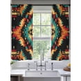 thumbnail image 2 of Boho Orange Teal Sheer Curtains 72 Inch Length 2 Panels Set for Living Room/Bedroom, Geometric Vintage Southwestern Ethnic Curtain Sheers Drapes Rod Pocket Curtains Window Treatment Set 52''x72''x2, 2 of 7