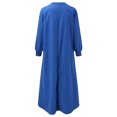 thumbnail image 5 of Gibobby Vestido de gasa de verano para mujer Vestido de falda de color sólido cómodo suelto de cuello redondo de manga larga de primavera otoño para mujer(Azul,XL), 5 of 5