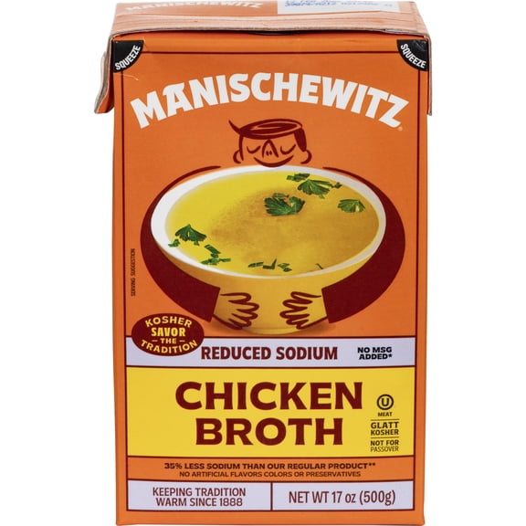 Manischewitz Low Sodium Chicken Broth 17 Fz - Pack Of 12