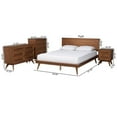 thumbnail image 6 of Pemberly Row Walnut Brown Wood and Rattan Full Size 4-Piece Bedroom Set, 6 of 14
