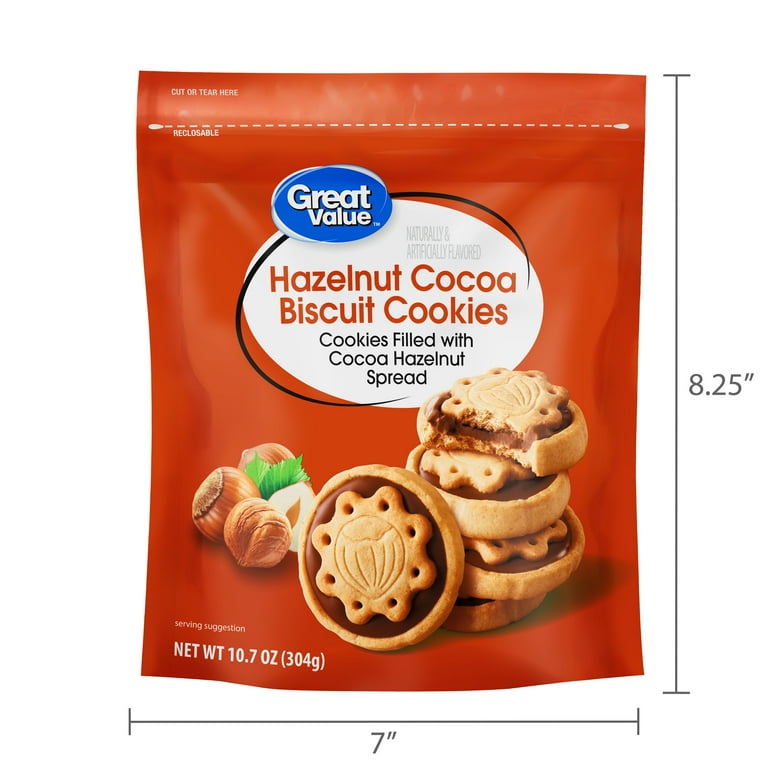 Great Value Hazelnut Cocoa Biscuits Cookies, 10.7 oz - Walmart.com