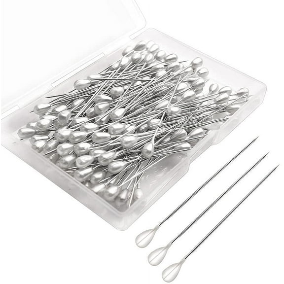 140 Pieces Corsage Pins, Long Teardrop Pearl Head Pins Sewing Pins Straight Pins Boutonniere Pins Wedding Bouquet Pins for DIY Jewelry Making Sewing Wedding Flower Decorations