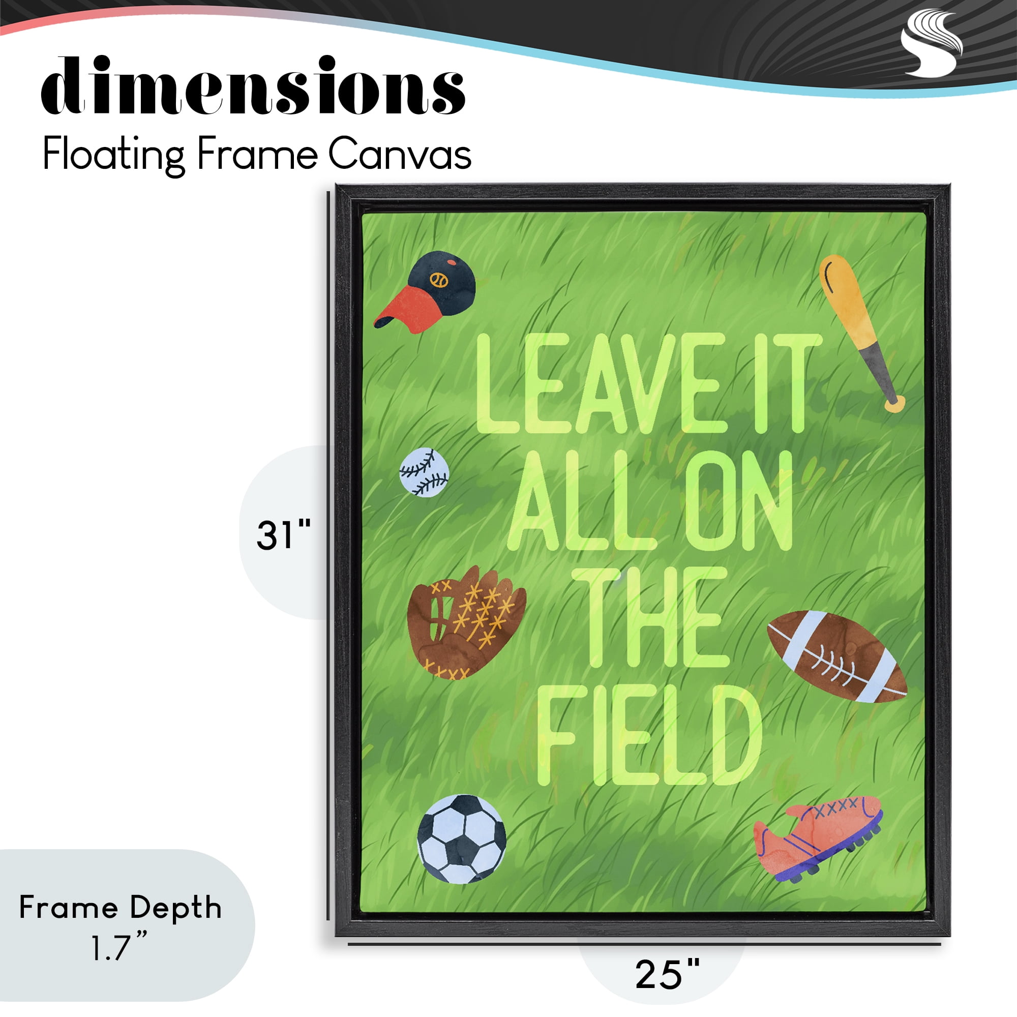 Stupell Industries Leave It On The Field Black Framed Floater Canvas Wall Art, design by Lil' Rue