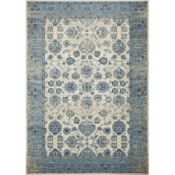 HomeRoots 3 x 5 ft. Distressed Oriental Area Rug - Blue & Ivory