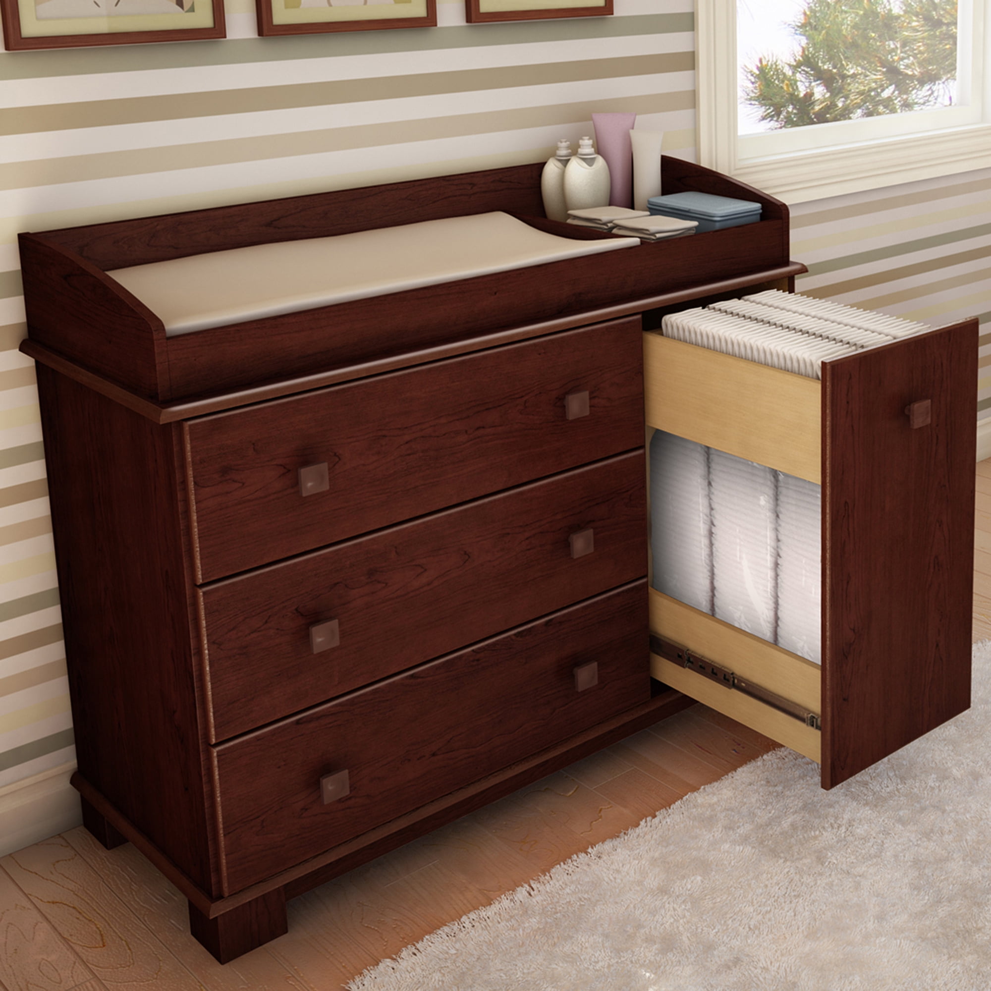 cherry wood changing table dresser