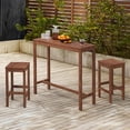 thumbnail image 5 of 45 inch Bar Table and Chairs Set, Acacia Wood Pub Table with 2 Stools, Rectangular Counter Height Table Set for Dining Room, Kitchen, Living Room, Teak Brown, 5 of 8