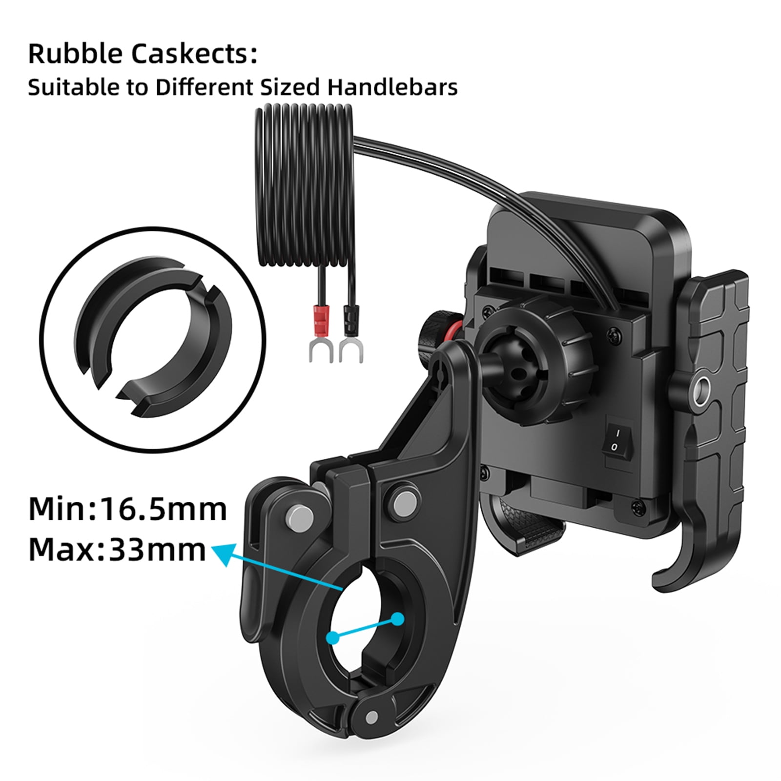 Fogun Motorcycle Phone Mount with USB3.0 Fast Charging Motorcycle Handlebar Cellphone Holder for 5-7.2inch Device