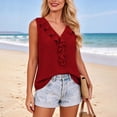 thumbnail image 4 of cocolona Womens Summer Trendy Tank Tops V Neck Ruffle Sleeveless Solid Color Shirts Casual Vacation Outfits Blouses, 4 of 6