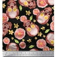 thumbnail image 1 of Soimoi Polyester Crepe Fabric Skull & Begonia Floral Print Fabric by Yard 42 Inch Wide, 1 of 3