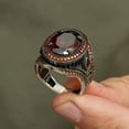 thumbnail image 3 of Roarsilver Passionate Beauty: 925 Sterling Silver Ring with Red Zircon Stone and Basket Weave Pattern | 8, 3 of 5