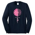 thumbnail image 2 of Wild Bobby, Faith Pink Ribbon Sunflower, Breast Cancer Awareness, Men Long Sleeve Shirt, Navy, Medium, 2 of 5