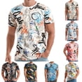 thumbnail image 2 of Luwomo Mens T-Shirts Hop Short Sleeve Graffiti Print Round Neck Loose Tee Regular Tops, 2 of 5