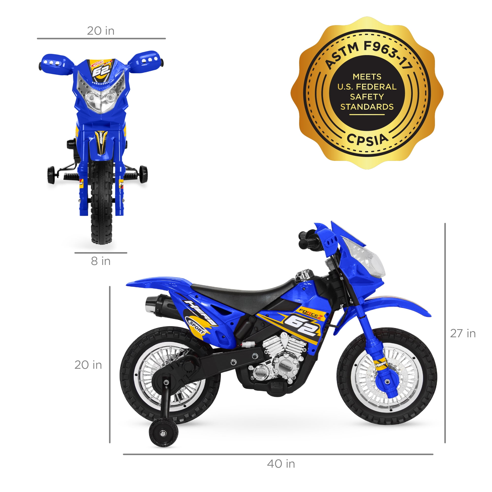 Best Choice Products 6V Kids Electric Battery Powered Ride On Motorcycle w/ Training Wheels, Lights, Music - Blue