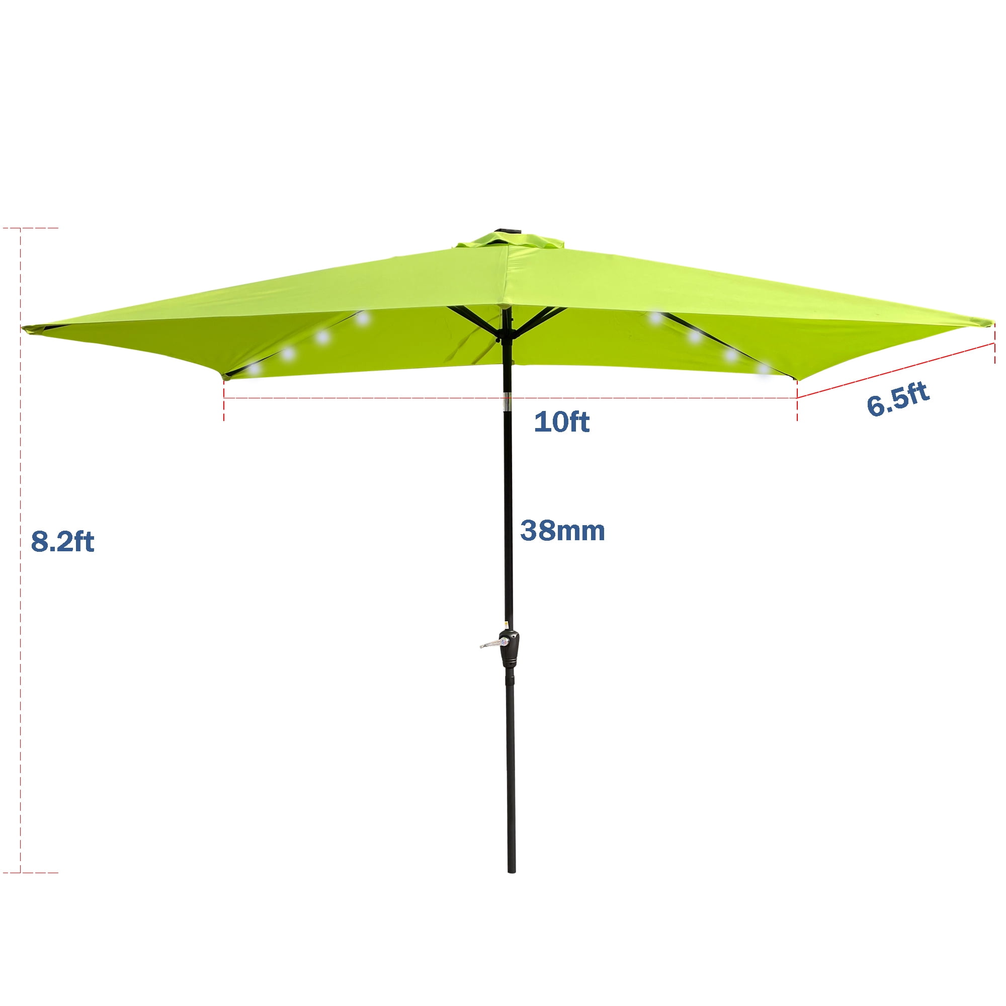 Royard Oaktree 10FT Patio Offset Umbrella w/Solar LED Lights Rectangular Outdoor Cantilever Hanging Umbrella w/Crank UV Protection Sun Shade for Market Garden Lawn Backyard Poolside,Lime Green