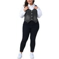 thumbnail image 2 of Agnes Orinda Plus Size Denim Vests for Women Vest Tops Button Down Jean Waistcoat Casual Sleeveless Jacket 3X Gray, 2 of 6
