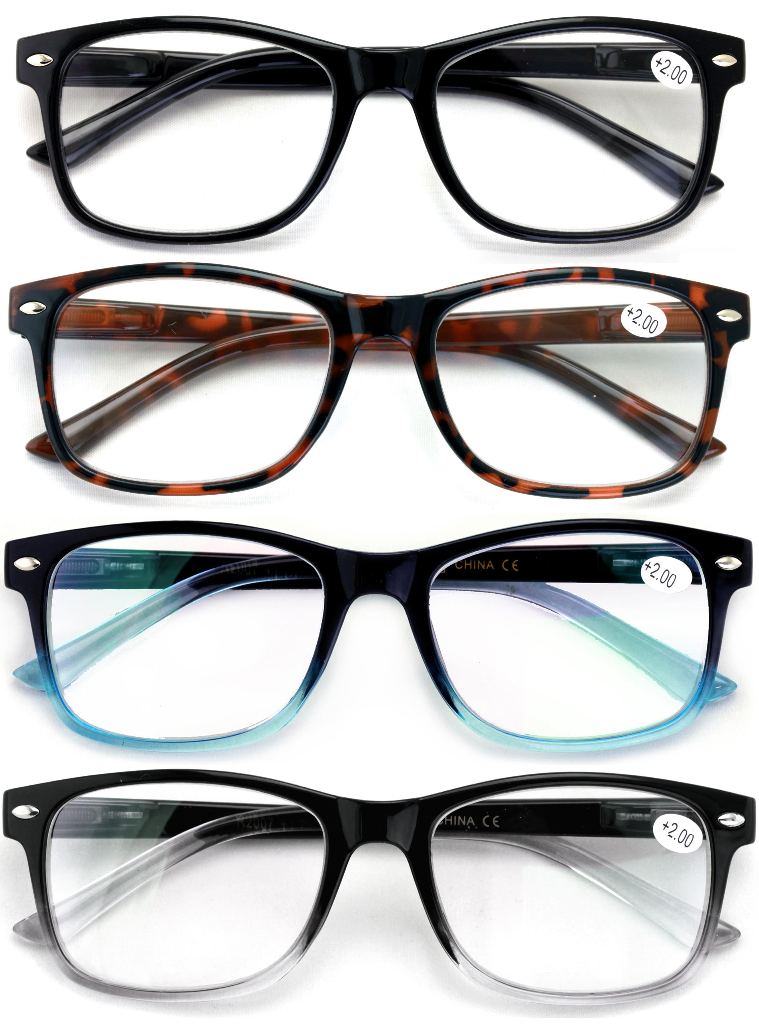 4 Pair Reading Glasses Blue Light Blocking, Filter UV Ray/Glare
