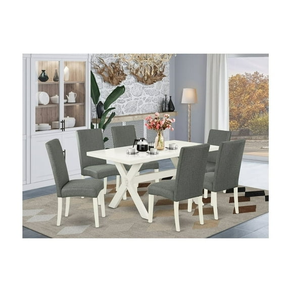 7-Piece Dining Set - Parsons Chairs & Rectangular Table - Hardwood Dining Room Furniture