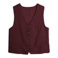thumbnail image 4 of jjayotai Womens Cotton Linen Waistcoat, Casual Solid Vest Button Down V Neck Sleeveless Retro Cardigans Tops Red L, 4 of 4